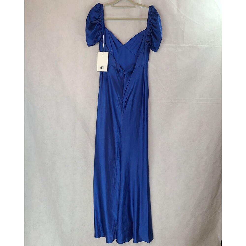 New MAC DUGGAL 68332 (8) Sapphire Blue Satin Puff Sleeve Open Back Formal Dress - Picture 5 of 15